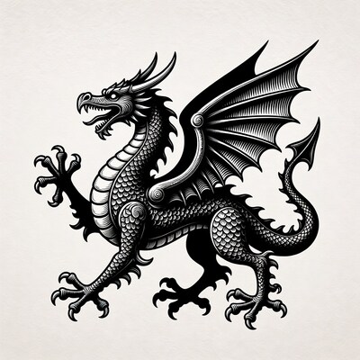 Black Ink Dragon Illustration
