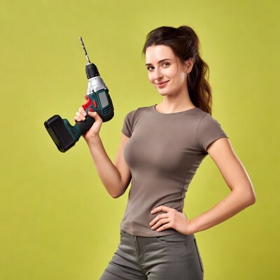 Woman holding drill