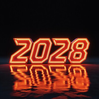Glowing 2028 Neon Sign