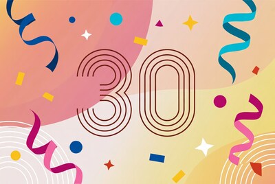 30th Celebration Illustration with Confetti