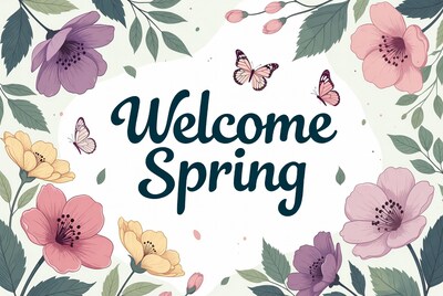 Welcome Spring Floral Illustration