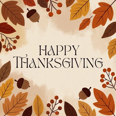Happy Thanksgiving Leaves Illustration