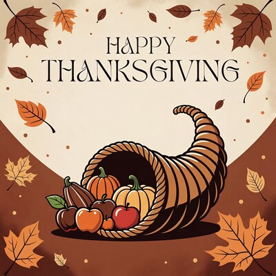 Happy Thanksgiving Cornucopia Illustration