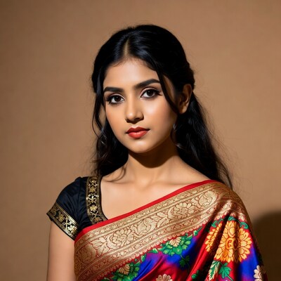 Indian woman in colorful silk saree