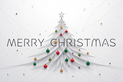 Merry Christmas White Tree Illustration