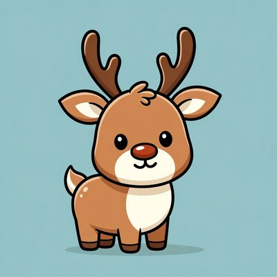 Cute cartoon reindeer on blue background