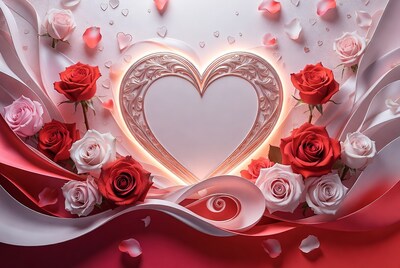 Blank Ornate Heart with Roses