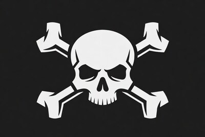 White skull and crossbones symbol