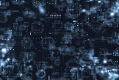 Glowing Blue Circuit Board Background
