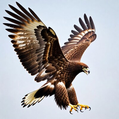 Bald eagle with wings spread