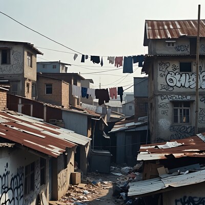 Clotheslines in Urban Slum Alley