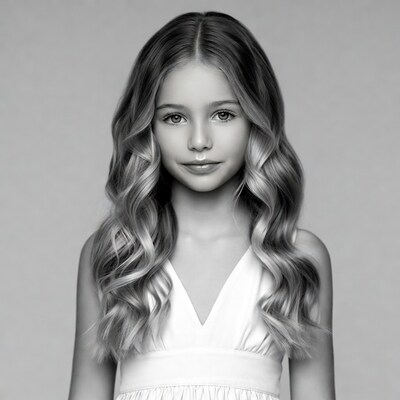 Young girl with wavy hair portrait