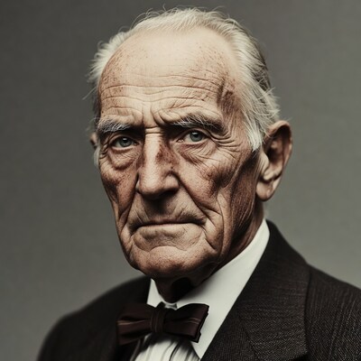 Elderly man in suit and bow tie