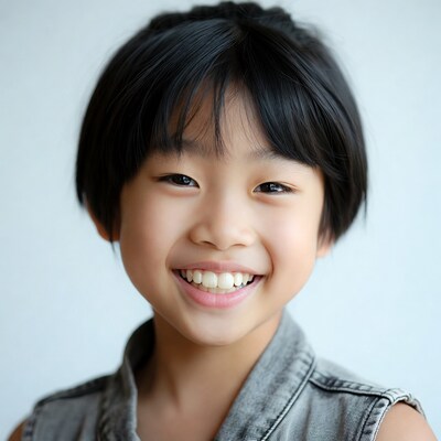 Asian girl smiling with black hair