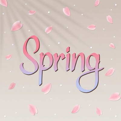 Spring Text with Cherry Blossoms
