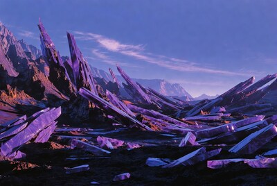 Purple Crystal Mountains Landscape