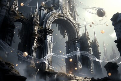 Fantasy Ruins Arch with Floating Orbs