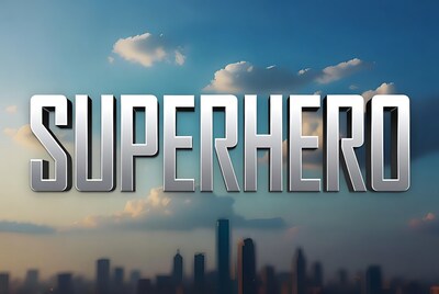Superhero Text Over City Skyline