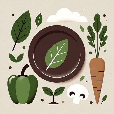 Vegetable Plate with Greens Illustration