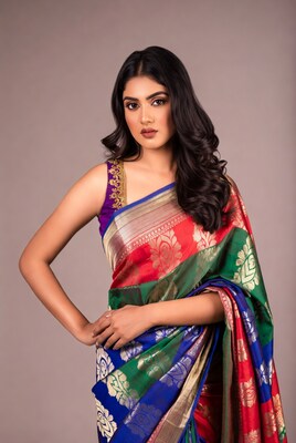 Indian woman in colorful silk saree