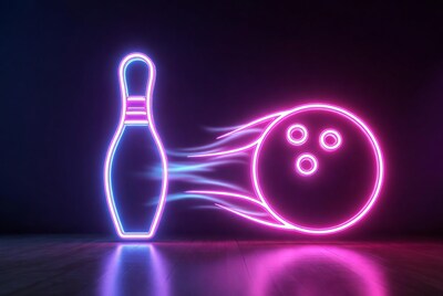 Neon Bowling Ball Striking Pin