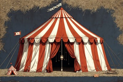 Classic red white striped circus tent