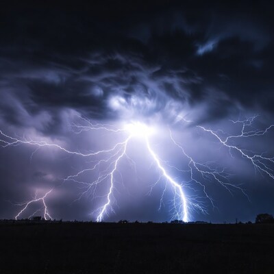 Lightning Storm Over Dark Field