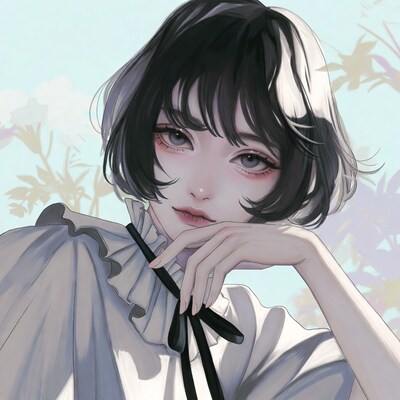 Anime girl with hand on chin