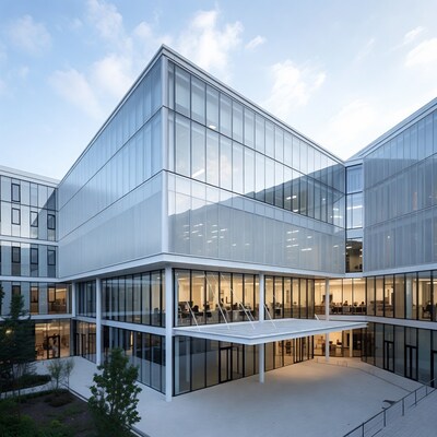 Modern glass office building exterior
