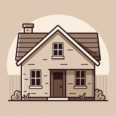 Cartoon house with fence