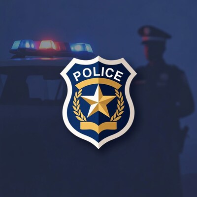 Police Badge with Car and Officer