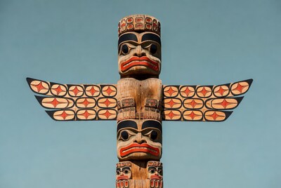 Totem Pole with Eagle Wings