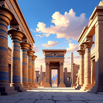 Ancient Egyptian Temple with Eye of Horus