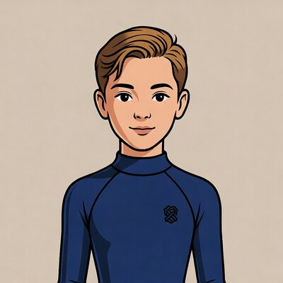 Cartoon boy in blue wetsuit