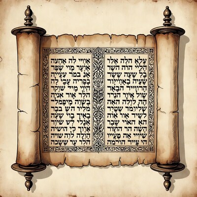Open Torah Scroll Illustration