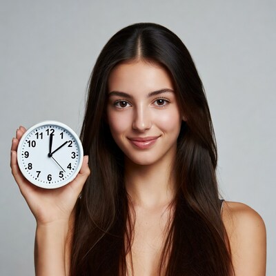 Woman holding white clock