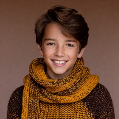 Smiling boy in yellow scarf