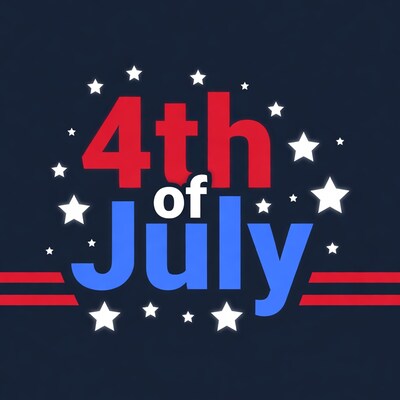 4th of July Text with Stars