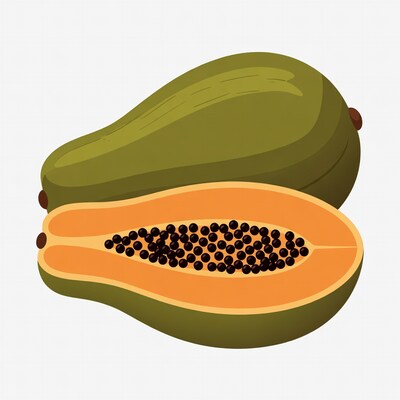 Sliced Papaya Fruit Illustration