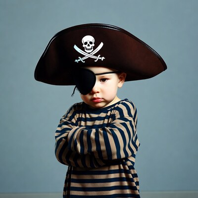 Asian boy in pirate costume