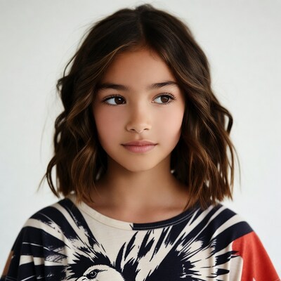 Asian girl with wavy brown hair