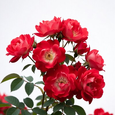 Red Rose Bouquet on White Background