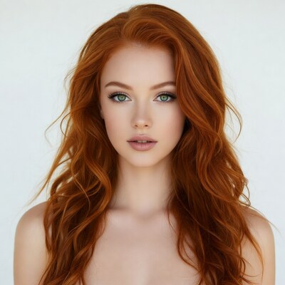 Redhead woman with green eyes