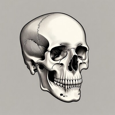 Grinning Human Skull Illustration