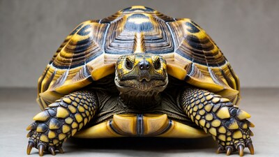 Radiated Tortoise on Gray Background