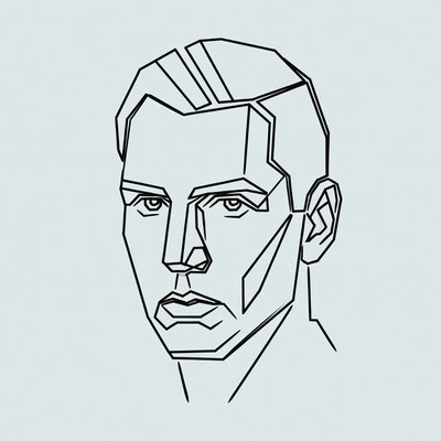 Geometric Line Art Man Portrait