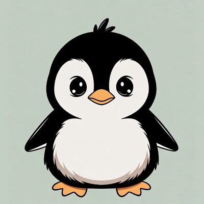 Cute cartoon baby penguin