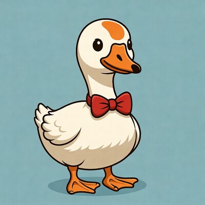 Goose wearing red bowtie