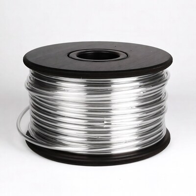 Silver Wire Spool on White Background