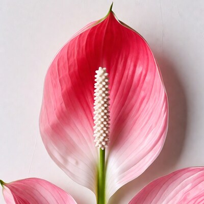 Pink Anthurium Flower on White Background